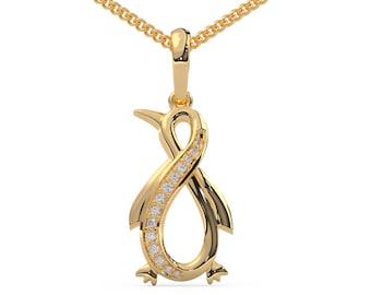 Diamond Penguin Necklace | Baby Penguin Charm | Jewelry Gifts for Her