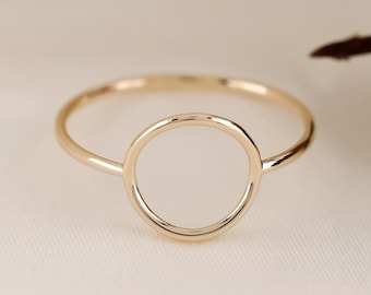 14K Gold Open Circle Ring | Minimalist Geometric Karma Ring
