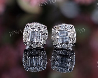 Diamond Baguette Studs Earrings | Bridal Stud Earrings