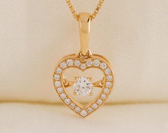 Solitaire Heart Necklace | Diamond Heart Pendant