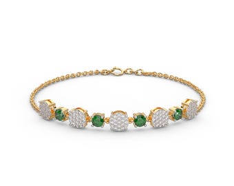 Colorful Gemstone Diamond Bracelet | Green Red Blue Stone Bracelet