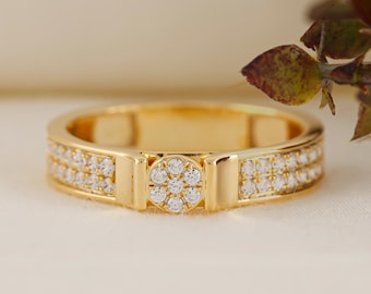 14K Gold Men’s Cluster Diamond Ring | Luxury Wedding Ring for Him