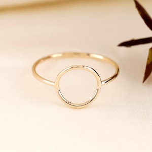 14K Gold Open Circle Ring | Minimalist Geometric Karma Ring