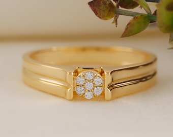 Diamond Engagement Ring for Him | Dual Tone Mens Ring | Husband Gift