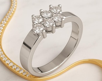 Six Stone Studded Diamond Boulevard Ring