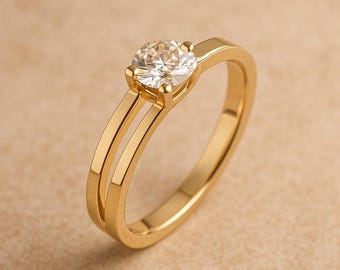 Round Solitaire Ring | Dainty Diamond Engagement Ring