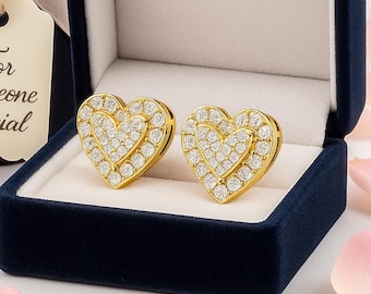 Gold Heart Earrings | Heart Studs