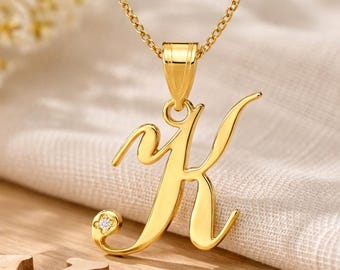 Letter K Necklace | Gold Initial Pendant