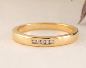 Classic Comfort Fit Ring for Him | Men’s Diamond Wedding Band Ring | 0.045 Carat Round Cut Channel Set Ring