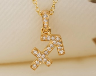 Diamond Sagittarius Constellation Pendant: Sterling Silver Zodiac Necklace