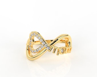 Diamond Mom Ring | Infinity Heart Mama Jewelry | Gift for Mother