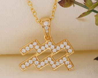 Aquarius Necklace | Zodiac Medallion