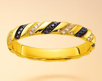 White & Black Diamond Ring | 0.24 CT Full Eternity Band