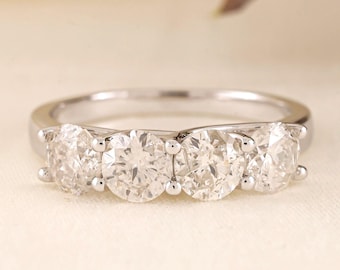 2 Ct Lab Grown Diamond Four Stone Ring | 14K Gold Classic Promise Ring | Daily Wear Gift for Her
