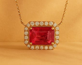 Gold Ruby Necklace | July Birthstone Necklace