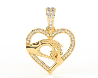 Diamond Mom Heart Necklace | Gold Family Necklace | Sentimental Jewelry