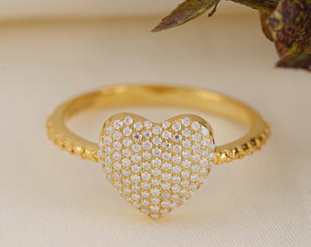 Dainty Gold Heart Ring | Romantic Valentines Ring
