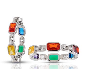 Colorful Rainbow Pride Ring | Sterling Silver Eternity Ring