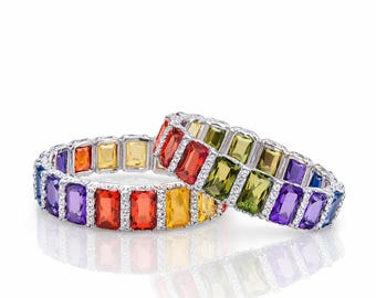 LGBTQ Rainbow Pride Ring | Eternity Couples Wedding Band