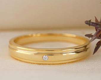 Natural Diamond Men’s Wedding Band Ring | Simple Engagement Band for Him