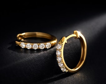 Diamond Huggie Earrings | Minimalist Daith Earrings | Dainty Everyday Hoops