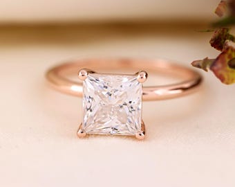Princess Cut Engagement Ring | Dainty Solitaire Ring