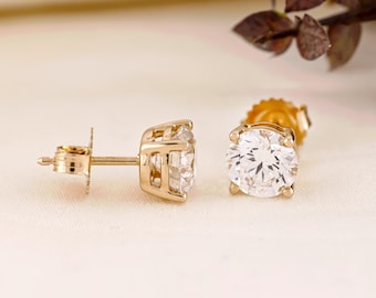 Lab Diamond Earrings | Unisex Solitaire Earrings