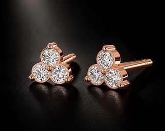 Trio Triangle Earrings | Small Diamond Studs