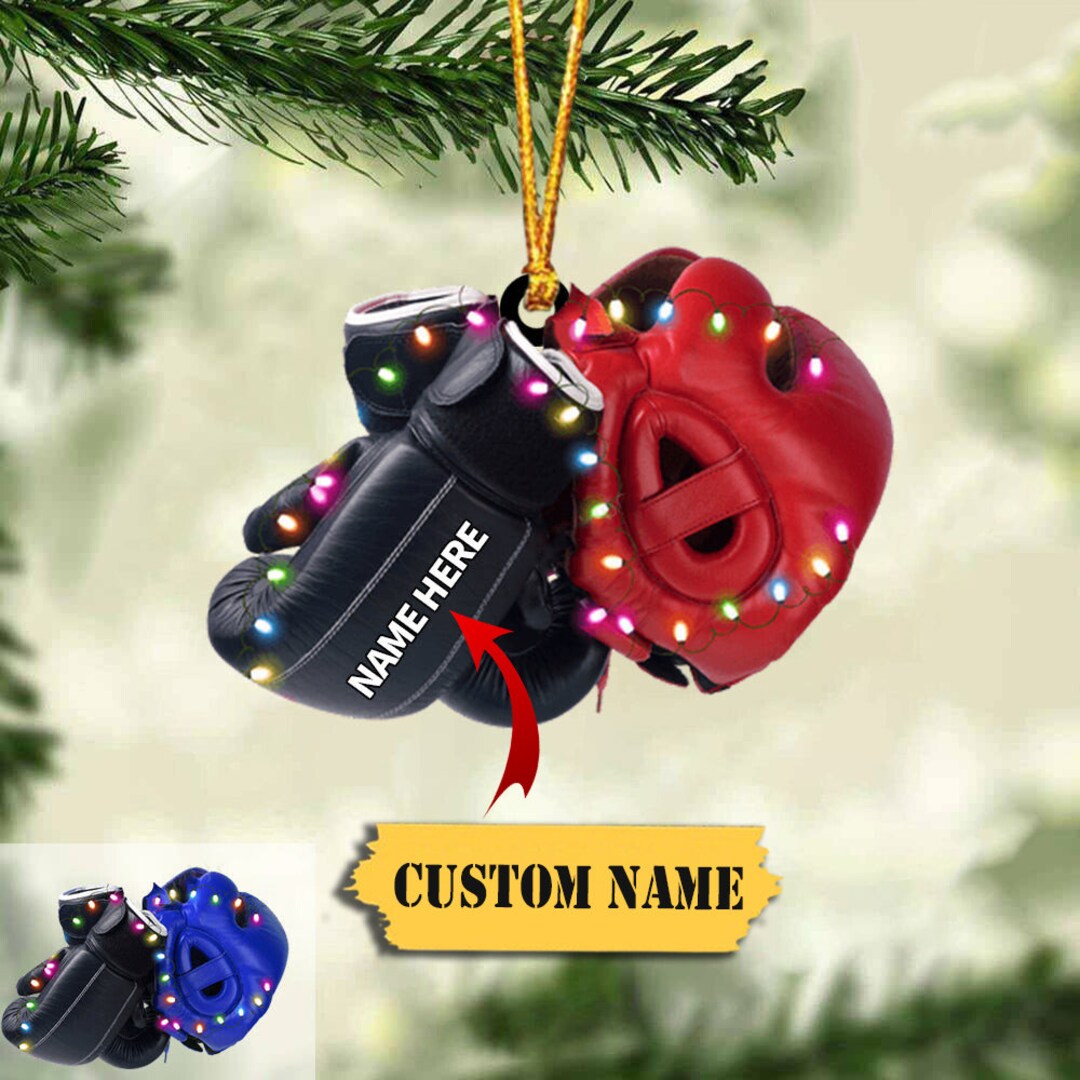 Boxing Gloves and Helmet Ornament Personalized Boxing Gloves Etsy