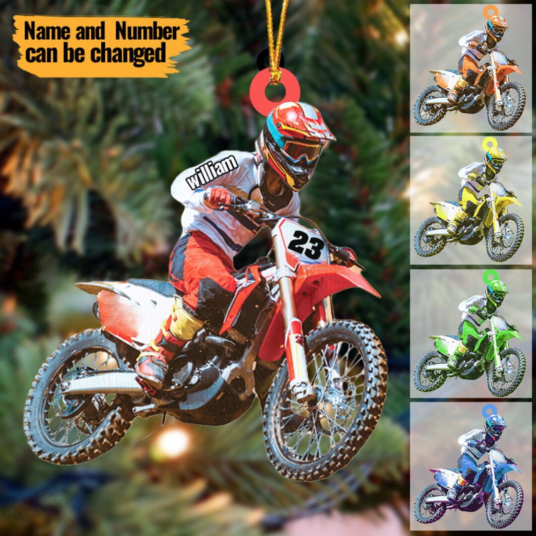 Personalized Motocross Biker Christmas Ornament Motocross Etsy