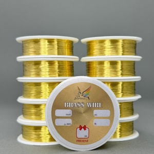 Brass Wire, 24 ga 26 ga 29ga 32ga 38 gauge yellow brass wire, semi-solid brass wire for for making jewelry,  gold color wire for patination