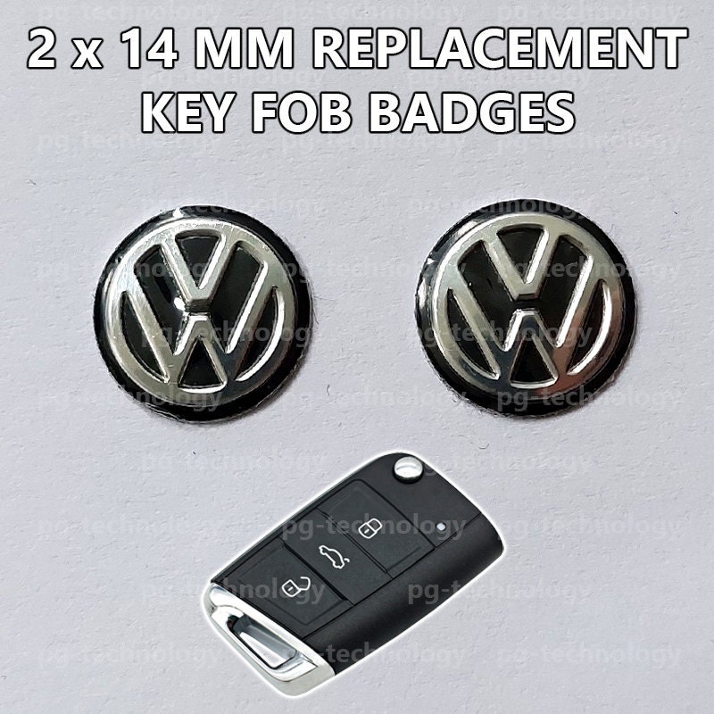 2 X VW Remote Key Fob Emblem Logo Sticker Badge Replacement Black 14mm Golf  Polo -  UK