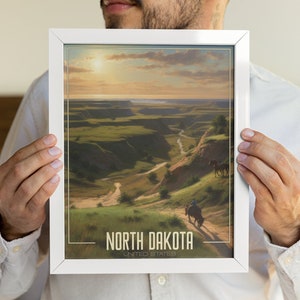 North Dakota PNG US States Realistic Travel Poster | Digital Art Instant Download | Dakota US Wall Prints | Modern Travel Poster Decor State