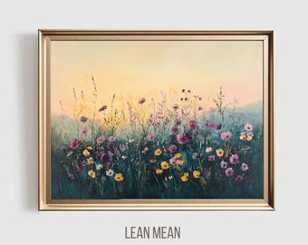 Piękny obraz olejny przedstawiający kwiaty polne - Vintage Floral Printable Wall Art - Digital Download for Home Decor, Gallery Wall, or Office