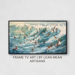Abstract Summer Frame TV Art DIGITAL Download | Seascape Swimming Painting for TV | Pop Art Modern Frame Tv Art File | Ocean Framed Tv Art