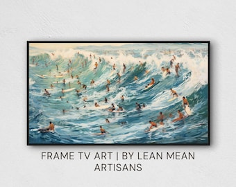 Abstract Summer Frame TV Art DIGITAL Download | Seascape Swimming Painting for TV | Pop Art Modern Frame Tv Art File | Ocean Framed Tv Art