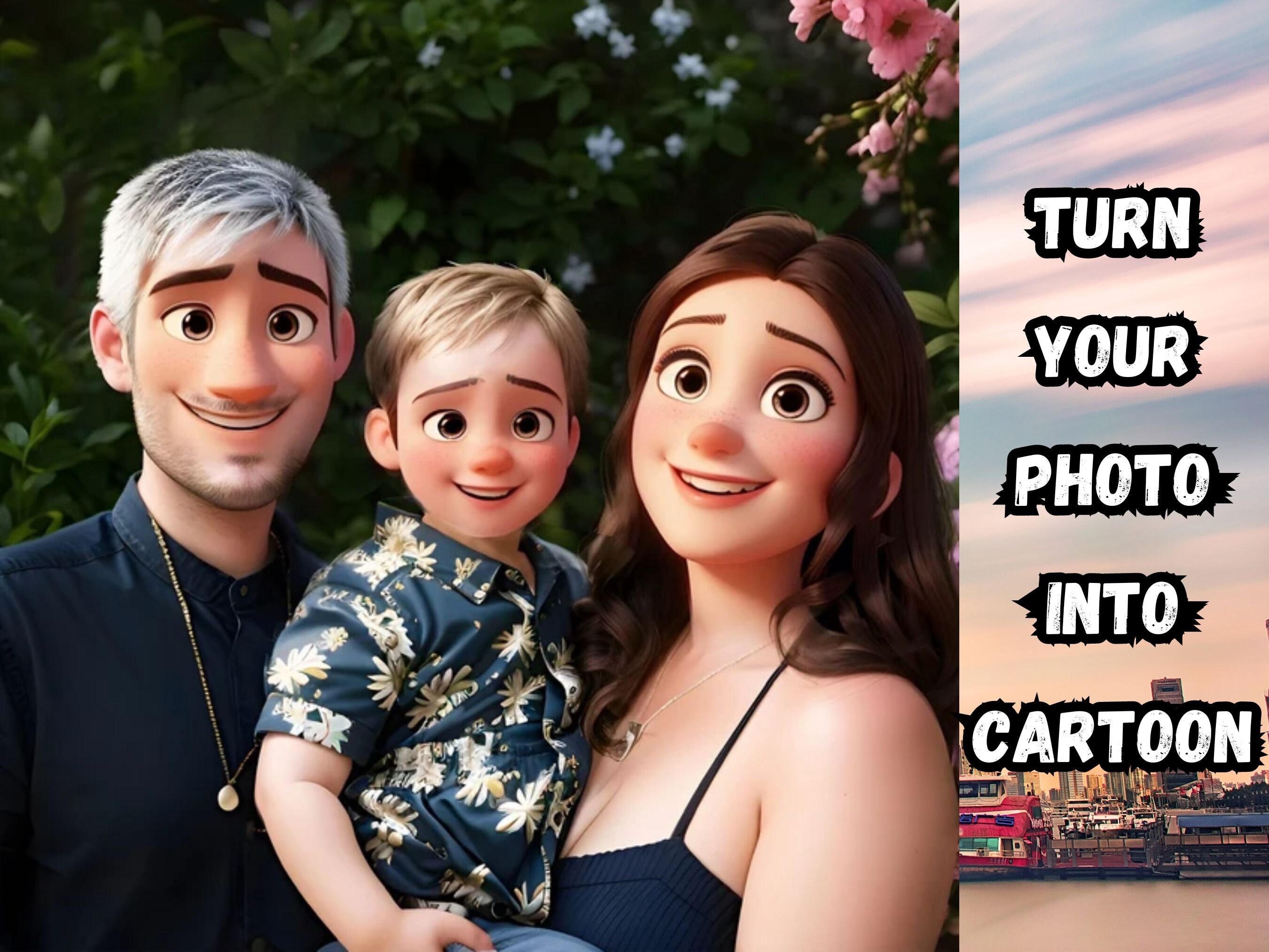 Pixar Cartoon Portrait From Photo for 10 Person or Pet Digital Custom ...