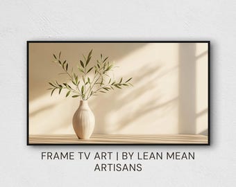 Olive Vase Frame TV Art | Vintage Minimalist Still Life Digital Artwork | Neutral Tones for Samsung Frame TV | Elegant Wall Art Download