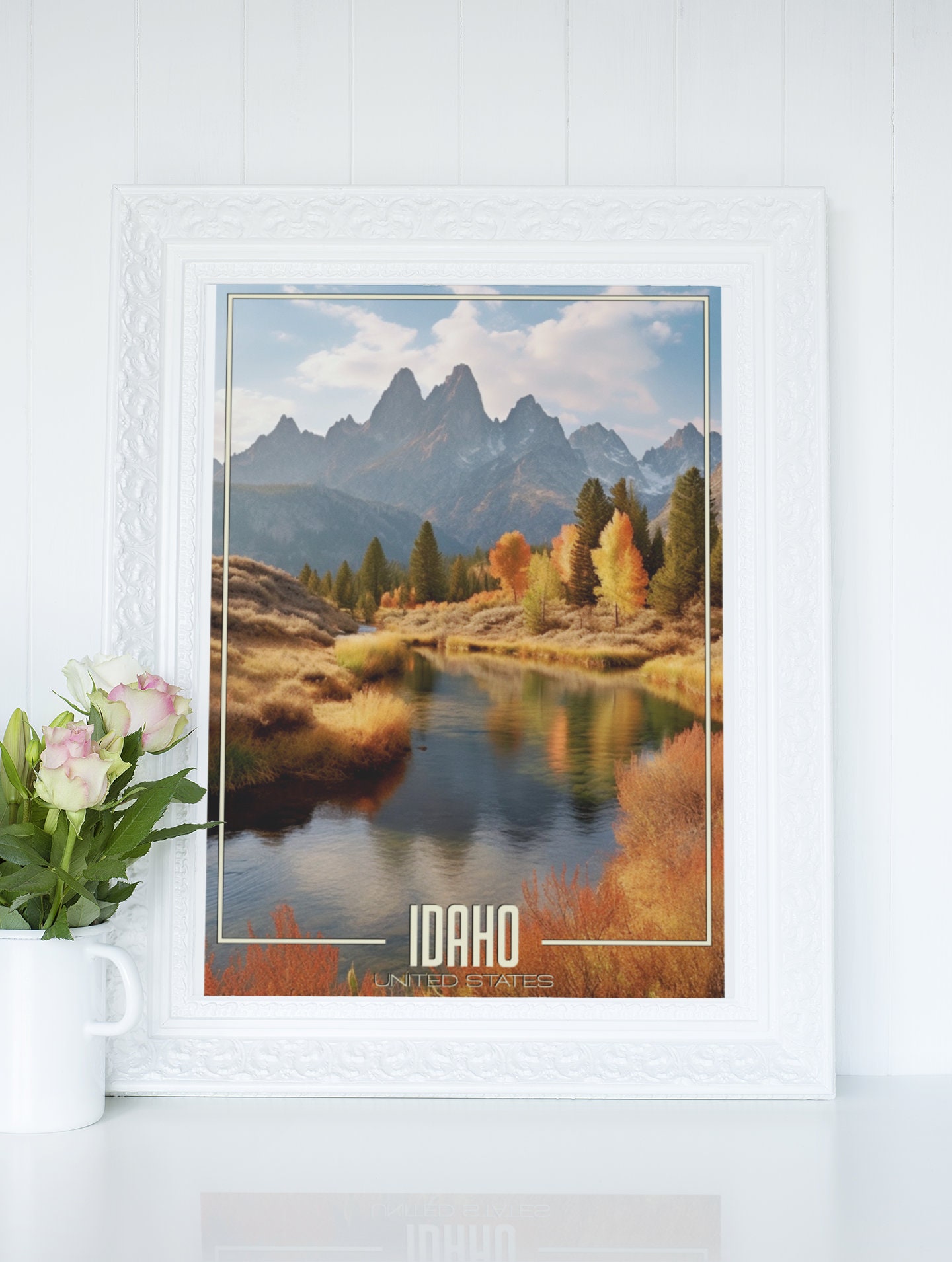 Idaho States PNG Realistic Travel Poster | USA Art Wall Decor | Nature ...