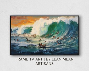 Abstract Summer Frame TV Art Digital Download | Seascape Swimming Painting for TV | Pop Art Modern Frame TV Art File | Ocean Framed tv Art