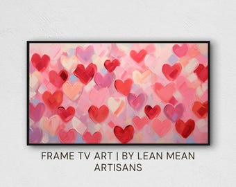 Frame Tv Valentines Art | Samsung Valentine Hearts Frame Tv Art | Valentine Abstract frame Red Hearts | Valentines Digital Print Download