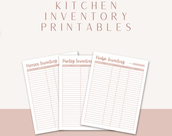 Kitchen Inventory Printable, Food Inventory, Pantry Inventory, Inventory Tracker, Inventory Management, Fridge Inventory, Kitchen Printable