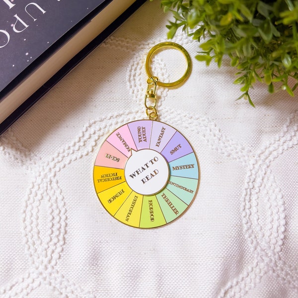 What To Read Wheel Keychain | Spinning Keychain | Interactive Keychain | Hard Enamel | Book Lover Gift | Gold Keychain | Bookish Item