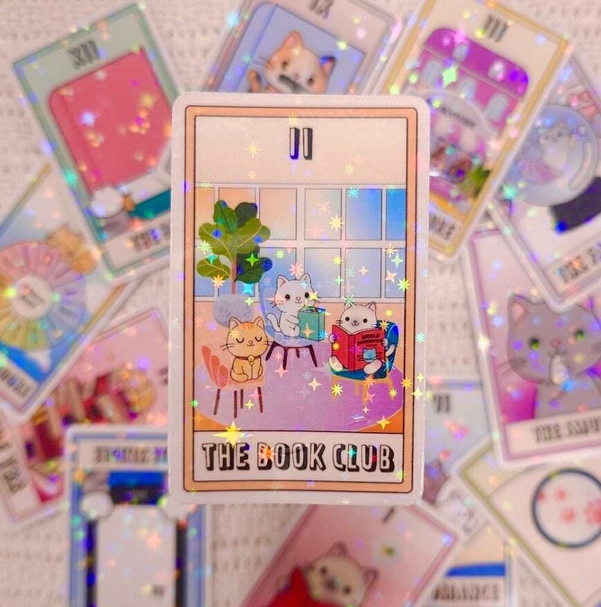 Tarot Cards Bookish Stickers | Toebean Society | Bookish Tarot Stickers | The Reader Tarot Card | Tarot Stickers | Premium Vinyl Sticker