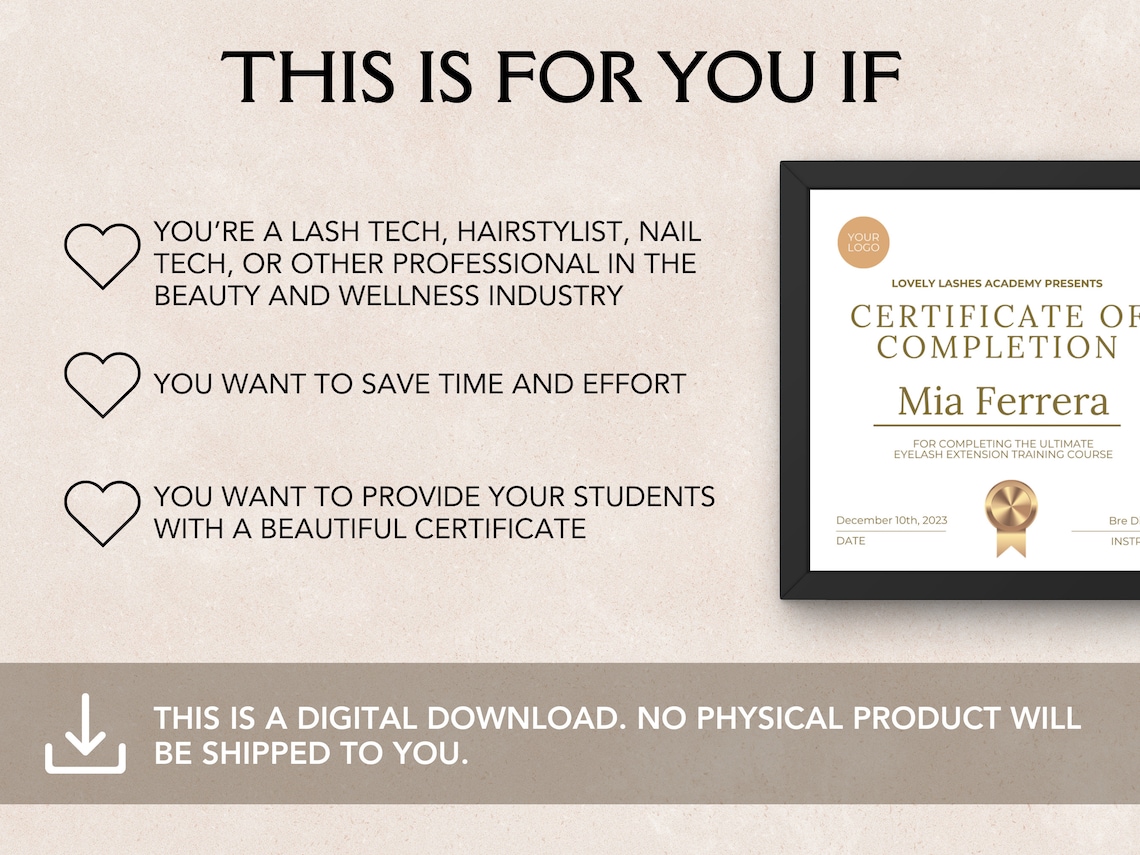 Simple Lashes Course Certificate, Lash Tech Certificate, Eyelash ...