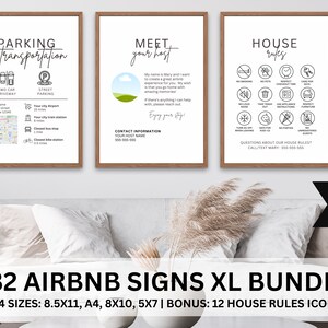 Szablon pakietu znaków Airbnb, niezbędne rzeczy Airbnb, Znaki na wynajem domu, Znak Wi-Fi, Książka powitalna Airbnb, Lista kontrolna, Udogodnienia Airbnb, VRBO