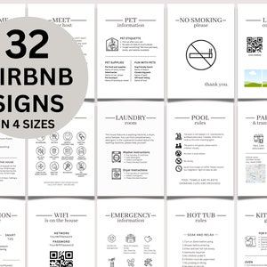 Szablon pakietu znaków Airbnb, niezbędne rzeczy Airbnb, Znaki na wynajem domu, Znak Wi-Fi, Książka powitalna Airbnb, Lista kontrolna, Udogodnienia Airbnb, VRBO