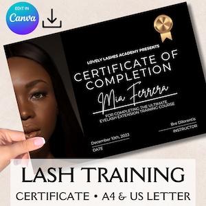 Wimpernkurs Zertifikat, Lash Tech Zertifikat, Wimpernverlängerung Training, Dark Abschlusszertifikat, Beauty Zertifikat Vorlage