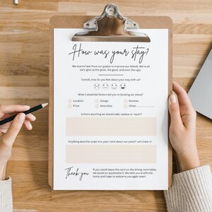 Feedbackformulier voor Airbnb-gasten, Feedbacksjabloon, Air bnb-enquête, Vakantiewoningen, VRBO, Feedback van verhuurders, Kaart met opmerkingen van gasten, Airbnb-beoordelingsbord