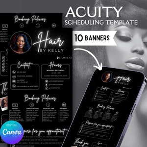 Acuity Scheduling Template, Hair Stylist Acuity Scheduling Site, Hair Stylist Website, Dark Acuity Scheduling Booking Website, Hair Template